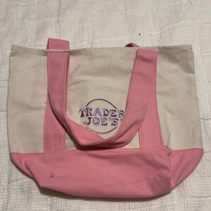 Trader Joe's Pink and Cream Tote Bag